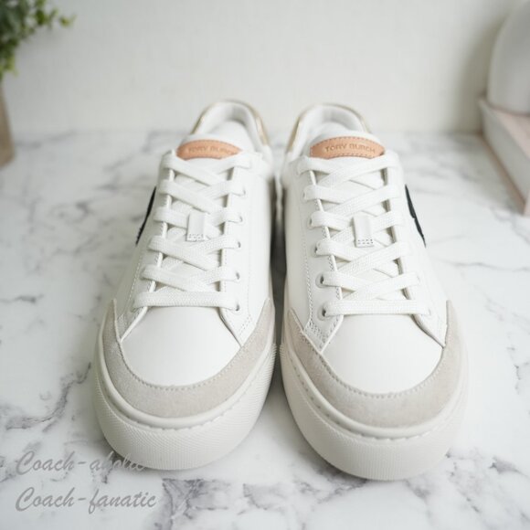 Tory Burch Color Block Signature T-Logo Leather Sneaker Shoes 161131 - Picture 7 of 9